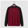 Men Men's Henley Shirt Fall Crewneck Color Block Slim Fit Long Sleeve T Shirts Button Up Tees - front view
